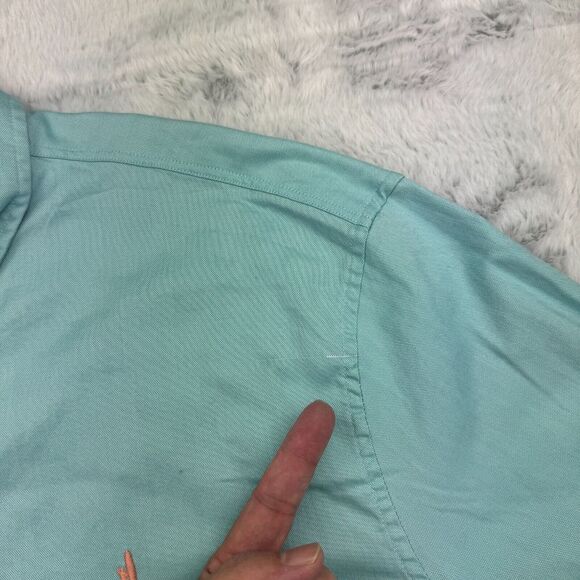 Johnnie-O Shirt Men's 2XL Seafoam Classic Long Sleeve Logo Collared Button Down - Picture 6 of 12